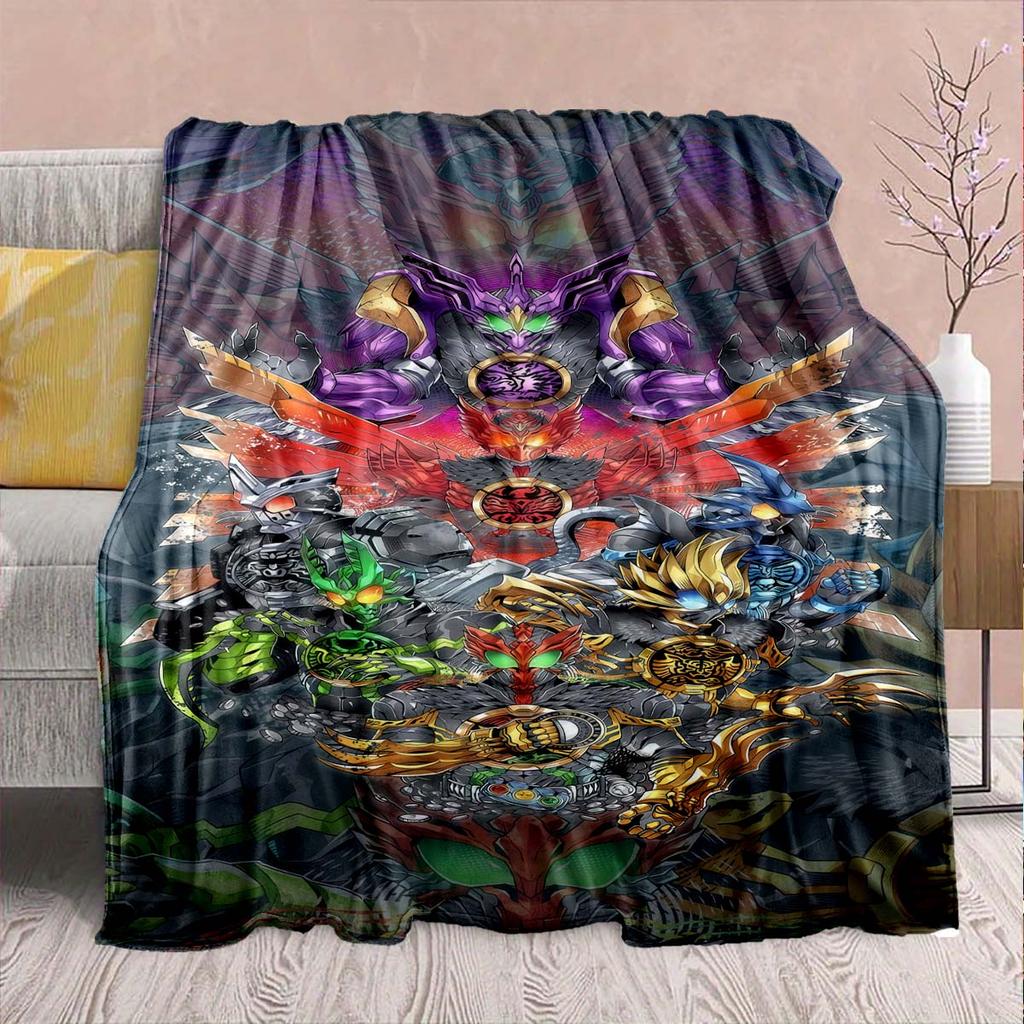 Kamen Rider Anime Flannel Blanket – Soft, Warm, Perfect for Sofas, Bedding, Camping, Travel, Office, and Home Decor – QJY