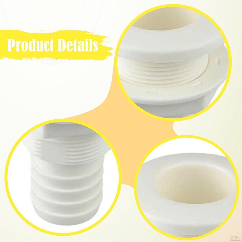 Boats Thru Hull Fitting Deck Drain Outlet Overflow Connector Through for Boat