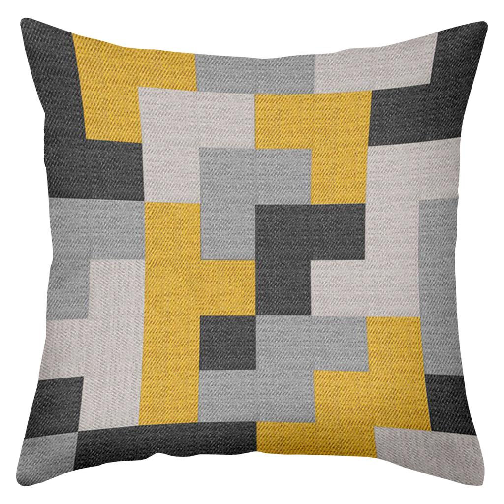 2D flat printing Modern Patterned Cushions Yellow Grey Black Design Polyester pillowcase, sofa decorative cushion cov