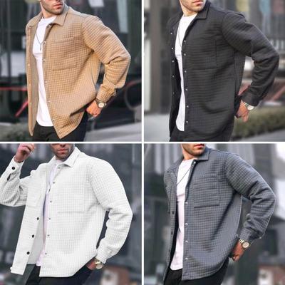 Herrenjacke Revers Langarm Aufgesetzte Tasche Jacke Mantel mit aufgesetzter Tasche Einfarbig