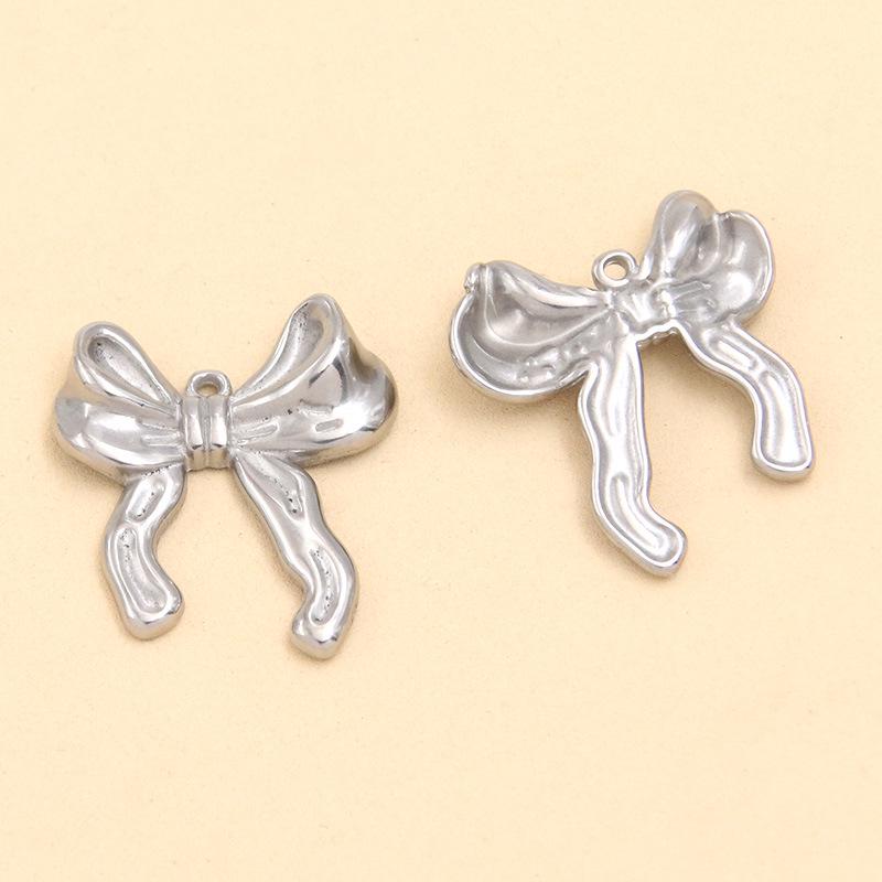 Stainless Steel Bowknot Pendant - Creative DIY Jewelry Accessory, Vacuum Plating, Handmade, Hot Selling