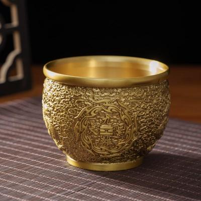 Pirinç Çin Dokuz Mor Ateş Kavanozu, Pirinç ve Bereket Boynuzu Rölyef Süslemeleri ile