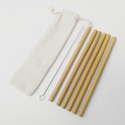 Gelb & Grün Bambus Kaffeegetränk Strohhalme Set mit Baumwoll-Leinen-Tasche