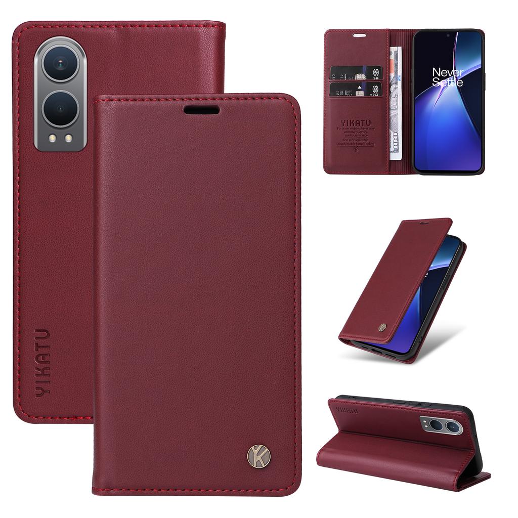 YIKATU YK-001 For OnePlus Nord CE4 Lite 5G/Oppo K12x 5G (China) Case Leather Phone Cover Magnetic Closure Bookstyle Stand