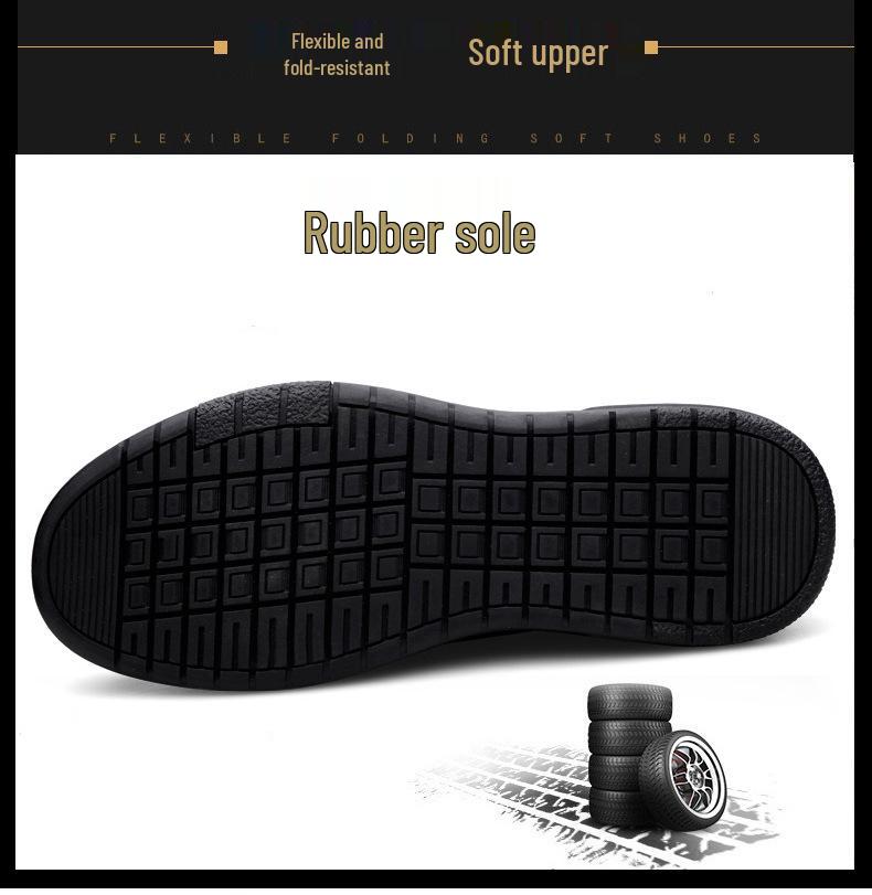 Men's Autumn Casual Slip-On Loafers: First Layer Cowhide Leather, Thick Sole, Breathable for Middle-Aged.
