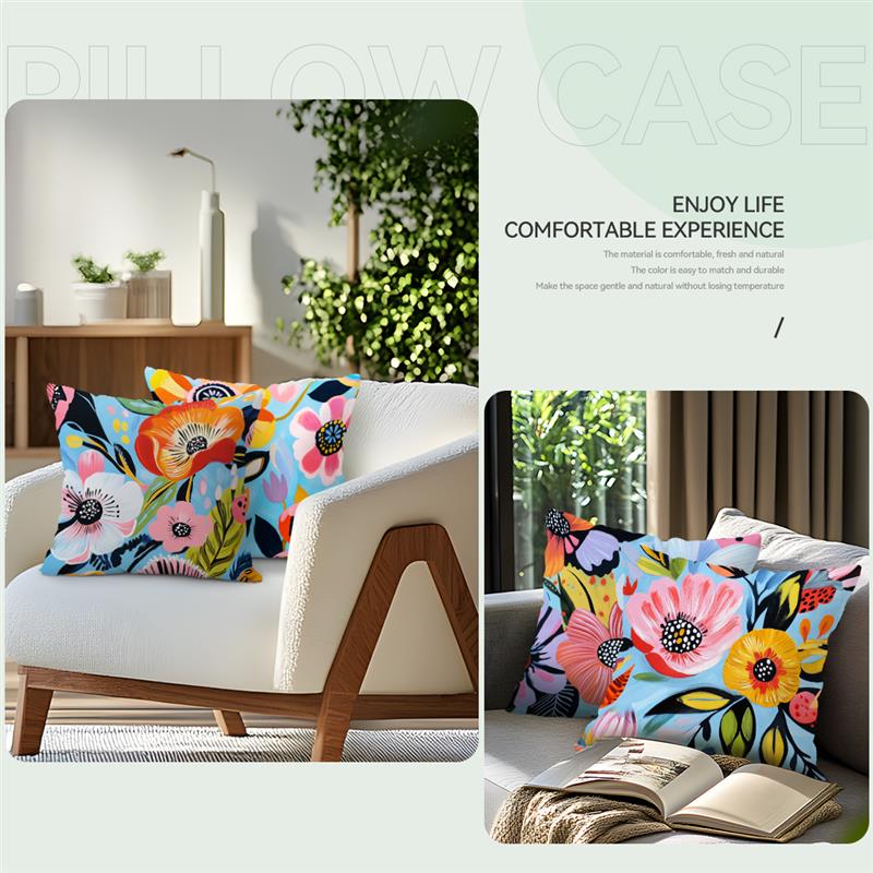 Federa per Cuscino Fiore Colorato Giungla Tropicale Copricuscino Decorativo Pianta Astratta Arredamento Casa Cuscini Divano Letto Cojin