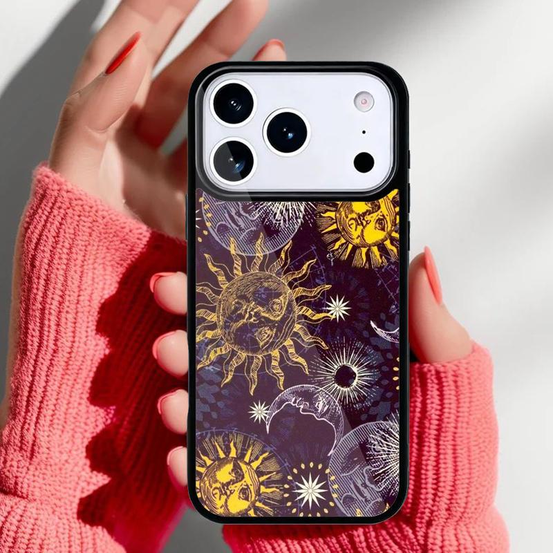Funny Sun Moon Face soft Phone Case for iPhone 17 16 15 14 13 Pro Max Back Cover for 12 11 Pro Coque