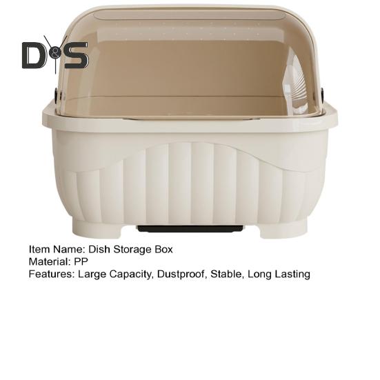 Countertop Utensil Caddy Dish Storage Box Efficient Draining Design Large Capacity Tableware Storage Container with Dustproof Lid