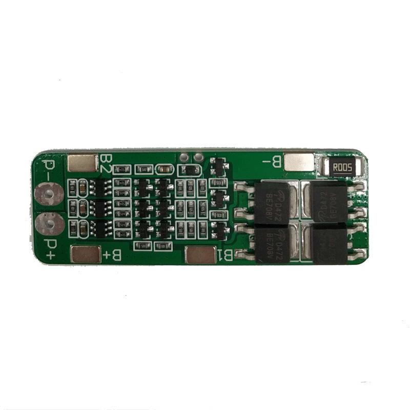 3-Cell 11.1V Lithium Battery Protection Board with 12-12.6V Overcharge/Over-discharge Protection and 15A Overcurrent Safety