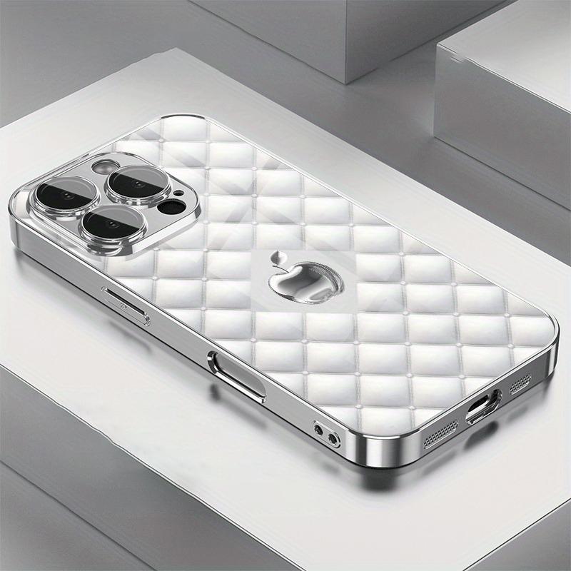 

White Texture Background For Apple Glass Electroplated Phone Case For iPhone 17 Pro Max 11 12 13 14 15 16 Plus 17 Air 16E Cover iPhone 13 Pro Max