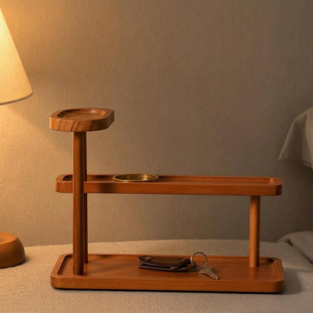 Wooden Tabletop Organizer 3 Tier Perfume Display Shelf Space-Saving for Bedroom