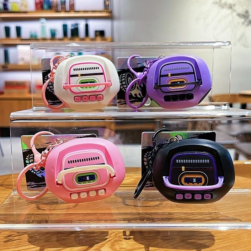 Vintage Cassette Recorder Design Keychain Soundable Hanging Ornament Fun Backpack Charm Gift for Children Students Party Favors and Classroom Rewards