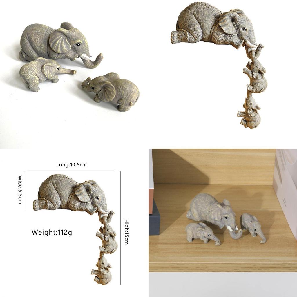 Elephant Resin Figurine Set With Creative Design For Home Decor And Giftgiving