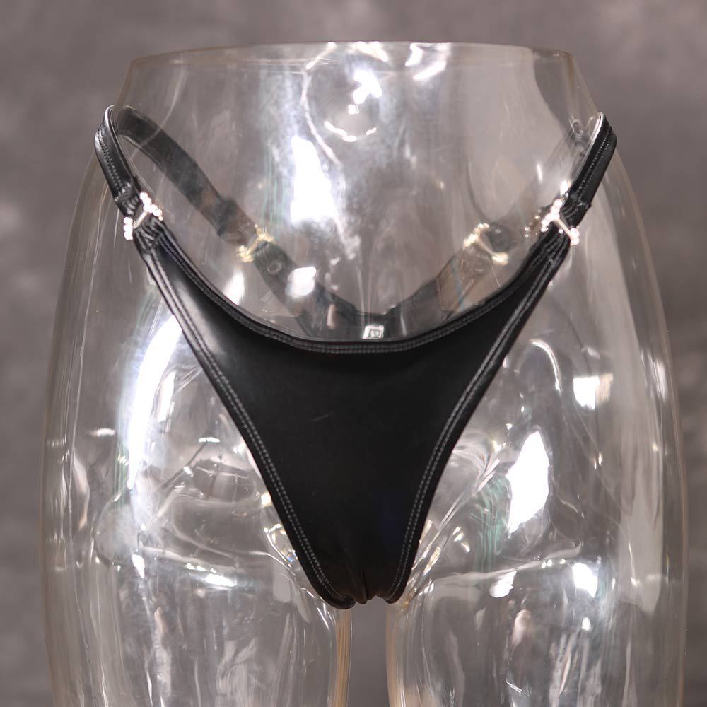 Damen Low Waist Tanga Sexy PU-Leder T-Schritt G-String Slips Damen Unterwäsche Modische Slips Damenunterhosen