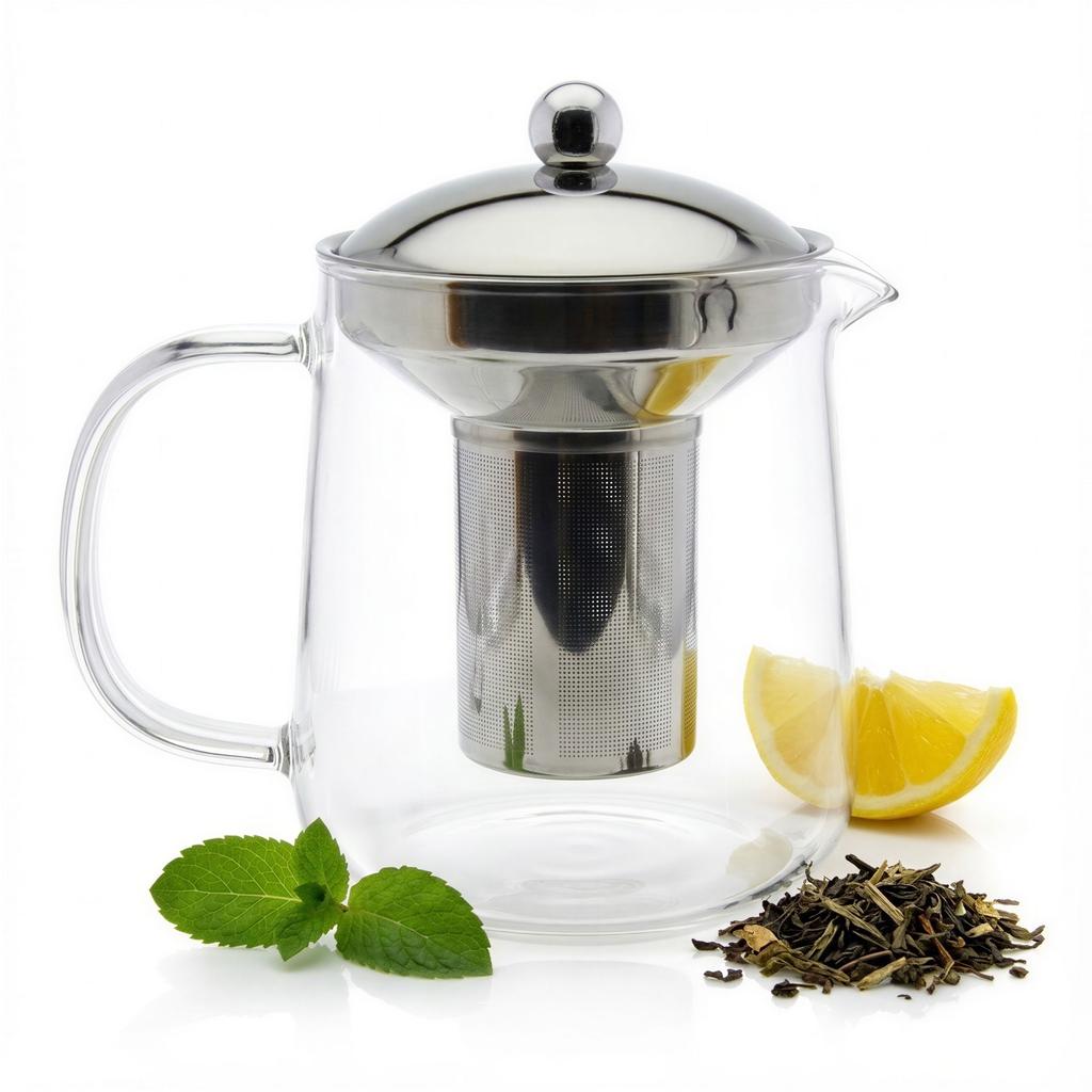 1.2 L Glass Jug With Steel Filter For Coffee, Tea, Herbs