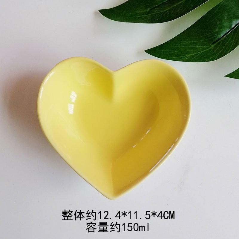 Ceramic Heart-Shaped Dessert Bowl Kids - Cute Hand-Painted INS Style Snack Dish Microwave Safe Multiple Colors