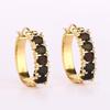 Black Ethiopian Opal & White Topaz Earrings 925 Silver Gold Plated
