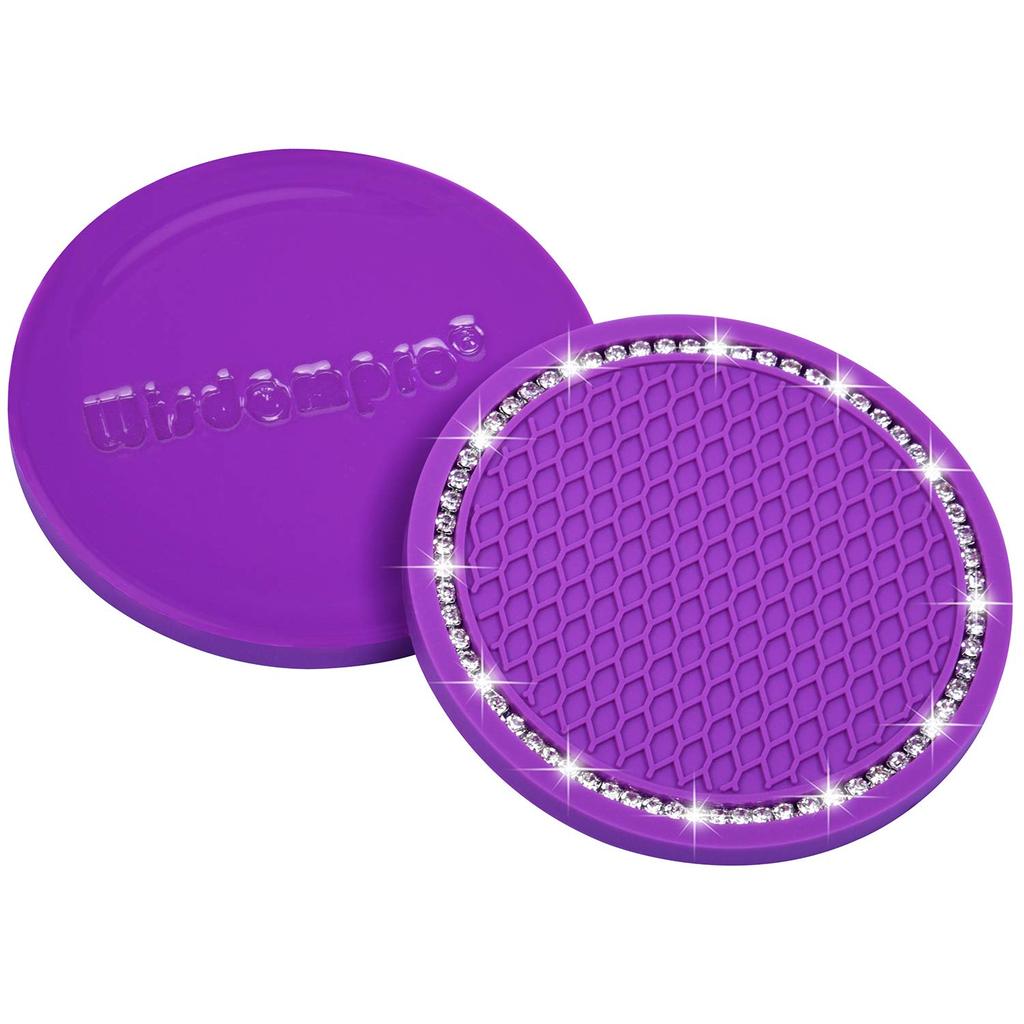 Wisdompro Car Non-Slip Coaster Bling Car Drink Holder Cup Mat Vinyl Anti-Slip Vibration Proof