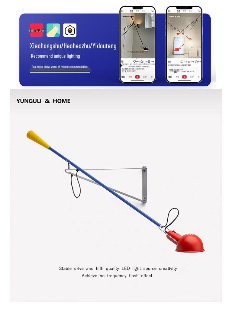 Italian Flos 265 Mid-Century Industrial Swing Arm Wall Lamp - Minimalist Design for Living Room or Reading Nook