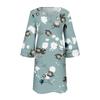 Women's Fashion Temperament Elegant Fresh Printed V-Neck 3/4 Sleeves Dress