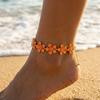 Elegant Enamel Flower Spliced Anklets For Women Men Minimalist Boho Floral Plant Foot Chain Ankle Bracelet Summer Beach Jewelry