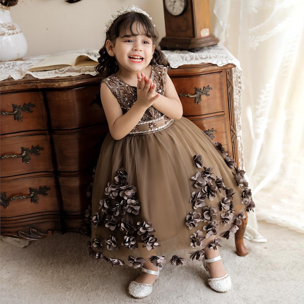 2024 New Petal Baby Flower Girl Bridesmaid Wedding Dress for Children