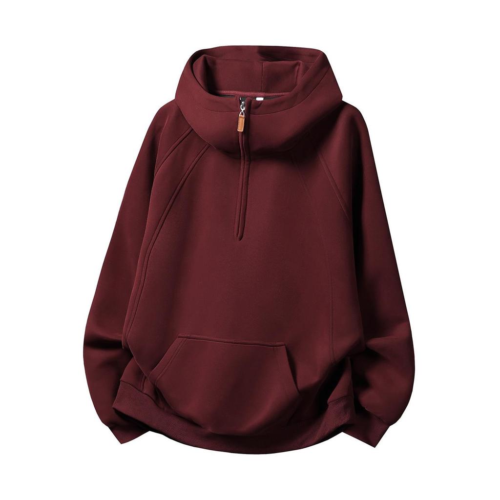 Unisex Heavyweight Half-Zip Hoodie with 3D Panel & Stand-up Collar for Autumn/Winter