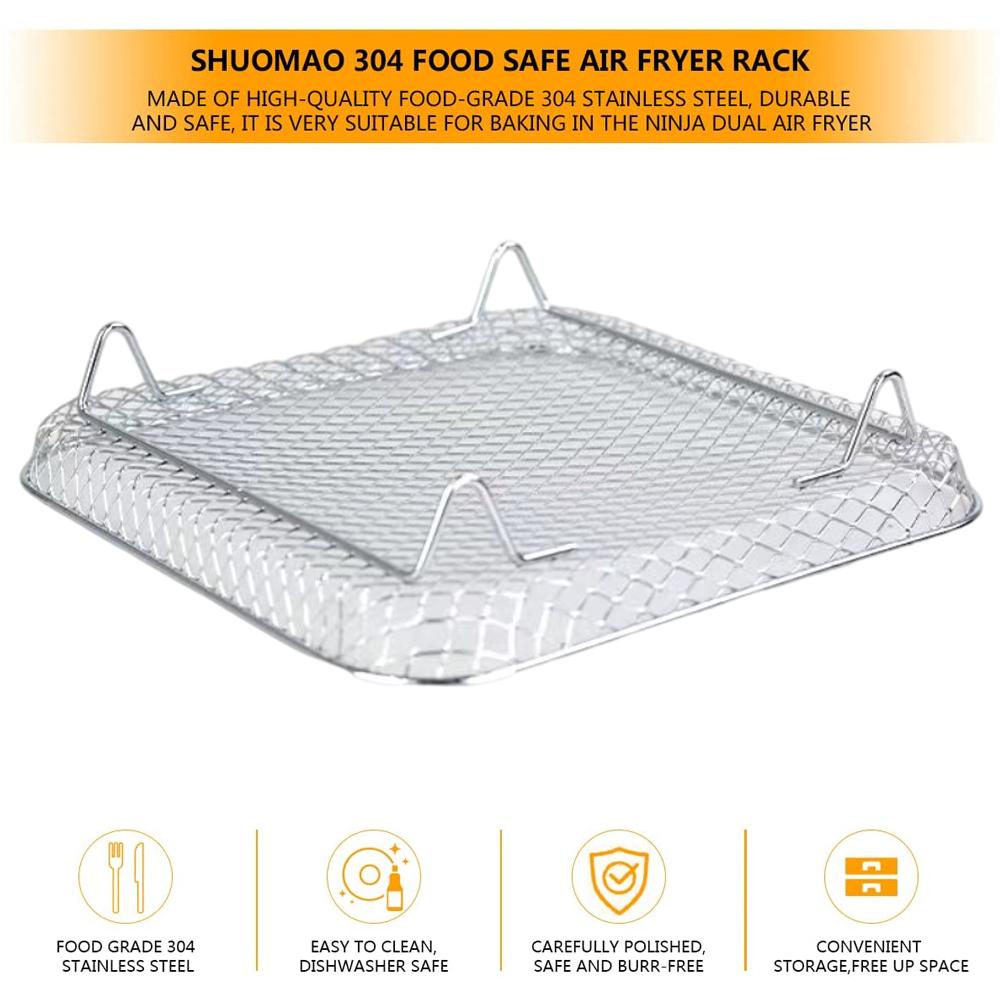 Airfryer-rist kompatibel for Ninja Foodi 8L Rustfritt stål Stabelbar Dehydrator-rist Airfryer