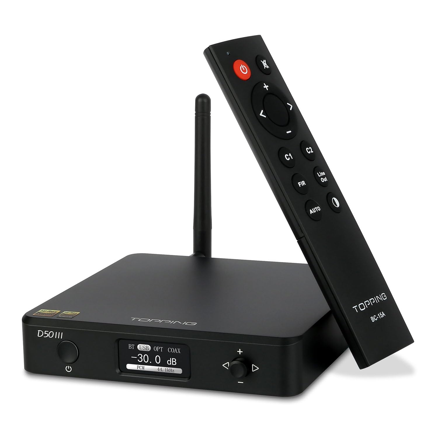 

ЦАП-предусилитель Topping D50 III LDAC Bluetooth Двойной чип ES9039Q2M Чип DSD512 PCM 768 кГц Совместимый PEQ Регулировка Двойной Совместимый Пульт Дистанционного Управления чёрный