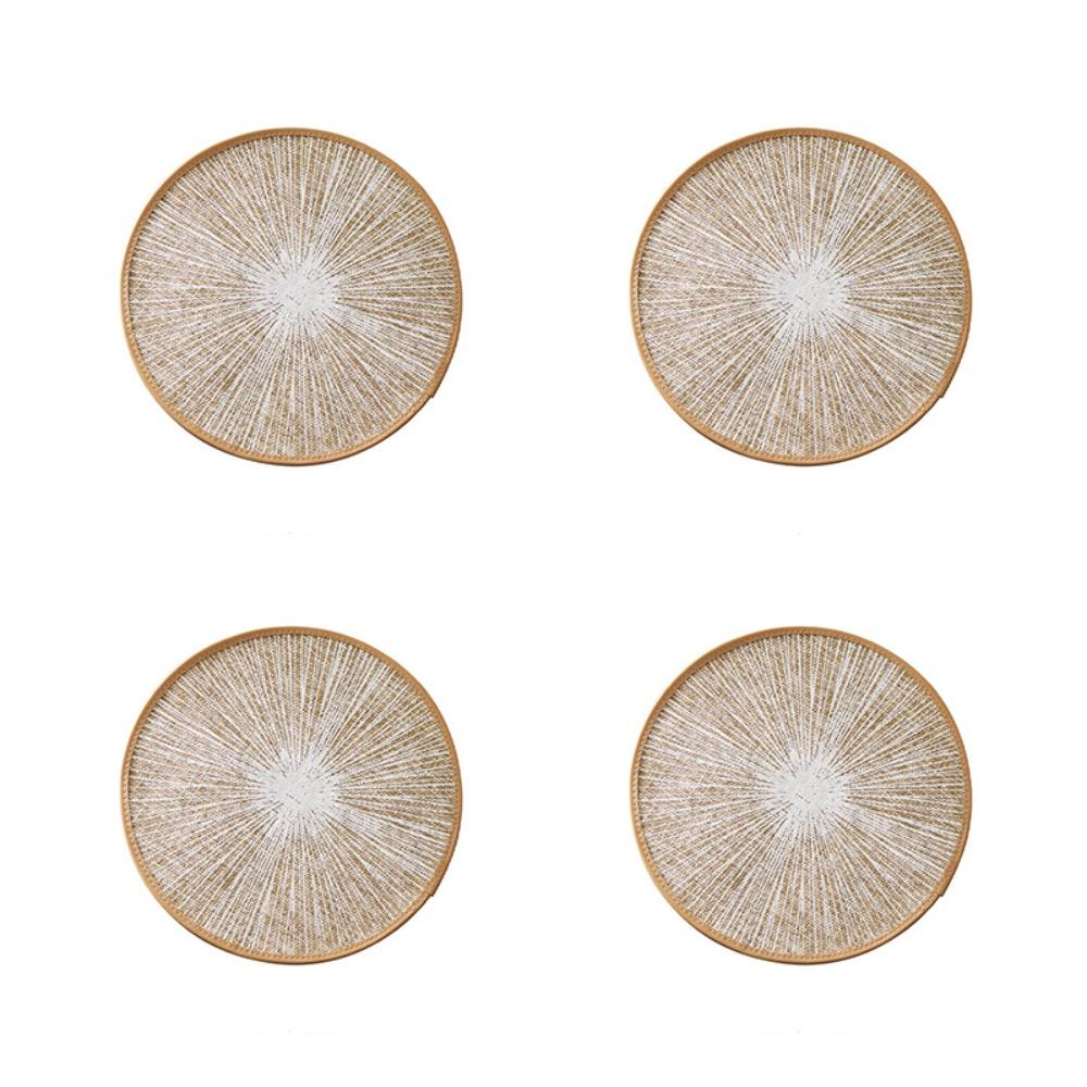 

4PCS Bohemia Round Burlap Macrame Placemats Rustic Style Cutlery Pad Dinnerware Mat Hotel Style B