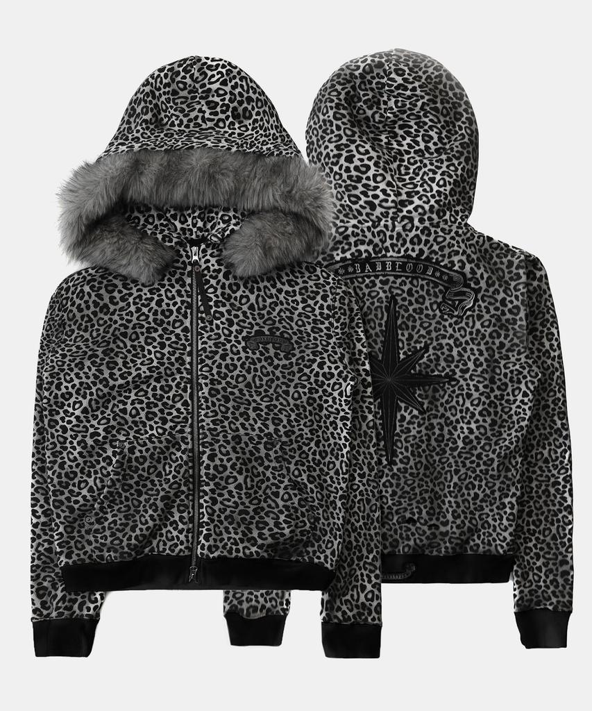Badblood Cosmo11 Detachable Fur Hoodie Zip-Up - White Leopard