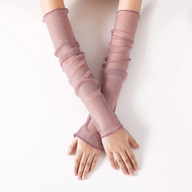 

Женские летние рукава для защиты от солнца, сетчатые кружевные УФ-тонкие тонкие длинные рукава с длинными рукавами, велосипедные перчатки из ледяного шелка, грелки для рук, рукава