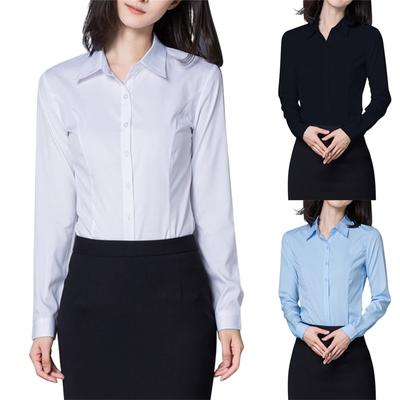 Womens Button Down Shirts Long Sleeve Work Dress Shirts Ladies V Neck Collared Business Casual Blouses