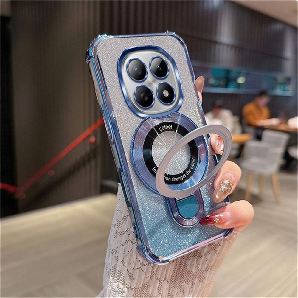 For Honor Magic 8 Lite Glitter 4-Point Anti Fall Plating Kickstand Phone Case For Honor Magic 8 7 6 5 Lite Pro Magnetic Cover