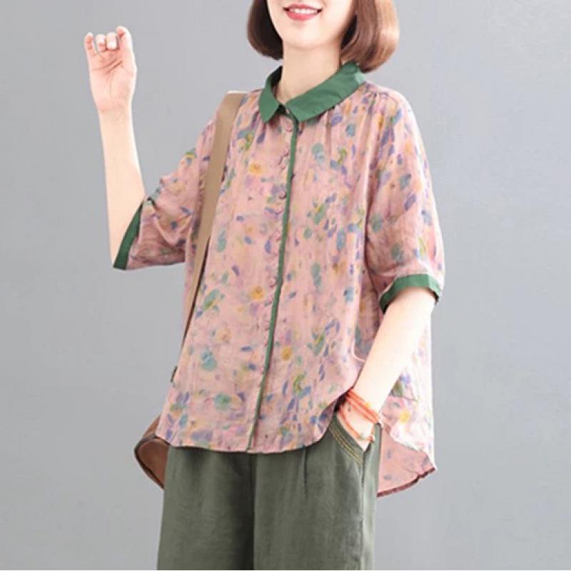 2025 Korean Plus-Size Retro Print Two-Piece Set for Women