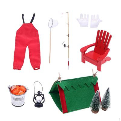 Christmas Elf Accessories Doll Fishing for Dollhouse Outfit DIY Xmas
