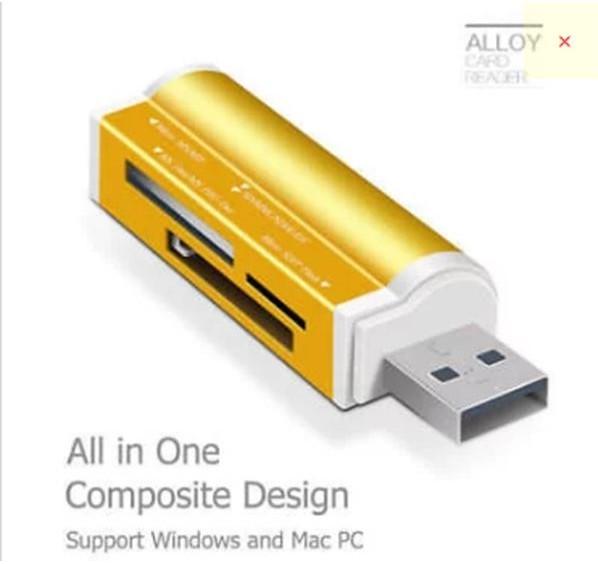 Stylish Gold Usb 2.0 All In 1 Multi Memory Card Reader With Versatile Storage Options