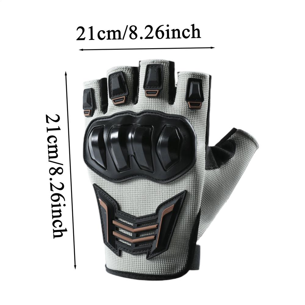 

Outdoor Motorcycle Biker Anti-fall Half Finger Gloves Breathable Padded Motorcycle Mitten Anti-Slip Grip For Biking Hiking M сірий колір