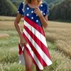 Women's Casual Fashion Round Neck Short Sleeve Independence Day Printed Midi Dress