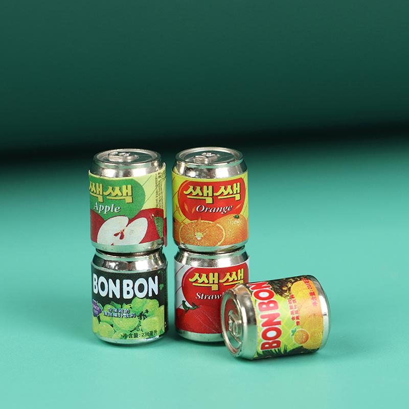 5Pc 1/12 Cute Miniature Doll House Fruit Drink Can Bottle Food Accessories
