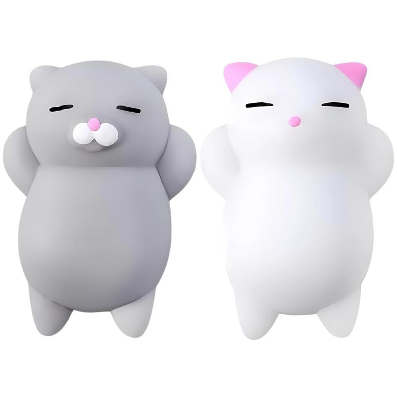 2PCS Squishy Cat Set Soft Kawaii Kitties Stress Relief Toy Unique Gifts for Teens Kids Adults Christmas Stocking Stuffers Idea