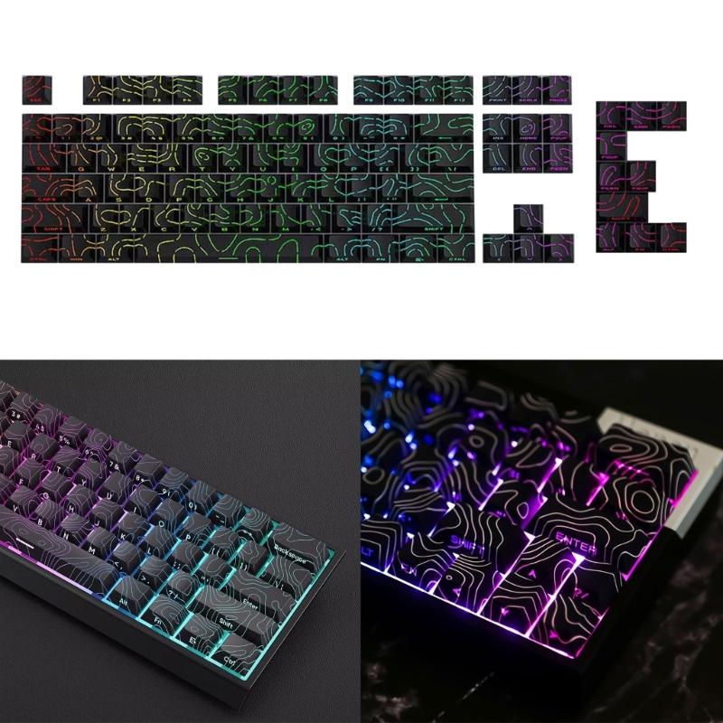 Original Height Side Engraved Keycaps Premium PBT Contour4.0 Theme for 61 64 68 75 84 87 Mechanical Keyboards
