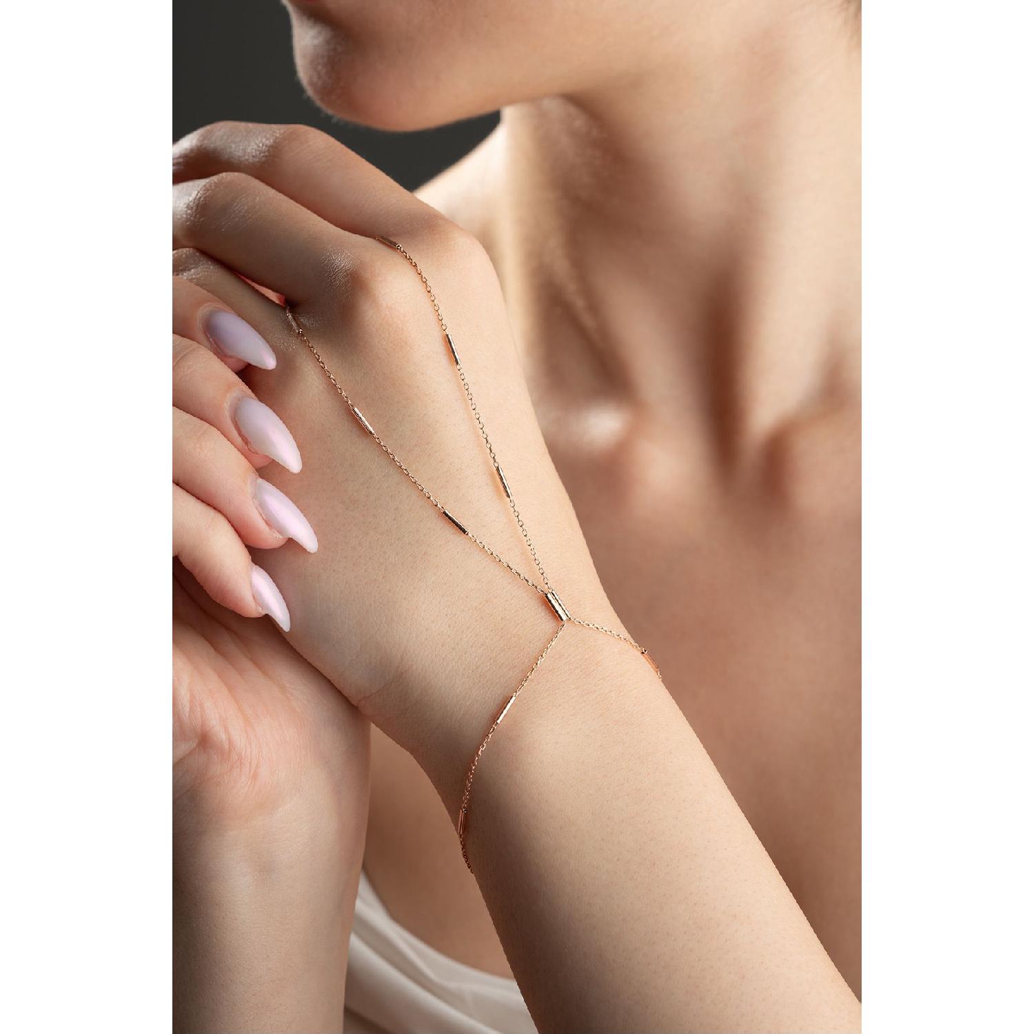 

925 Sterling Silver Rose Coating Cylinder Model ahmeran Bracelet Яскраво-рожевий