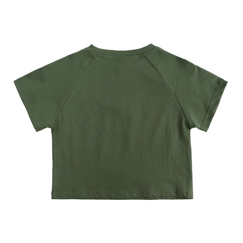 Children's Clothing Short Sleeved T-shirt Summer Children's Solid Color Bat Sleeve T-shirt Boys and Girls Round Neck Loose Top
