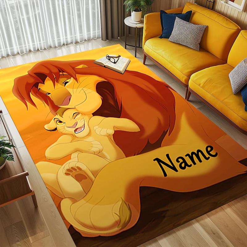 Custom Name Lion Cub Name Living Room Non-Slip Area Rug Soft Carpet for Bedroom Kids Playroom Sofa Office Home Decor Doormat
