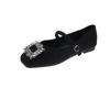 French Rhinestone Square Buckle Single Shoes for Women 2026 Autumn and Winter New Cotton Shoes Wedge
