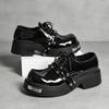 Men Punk Loafers Dress Boots Elevator Shoes Black Red Round Toe Big Head Leather Shoes Thick Sole Platform Shoes Plus Size