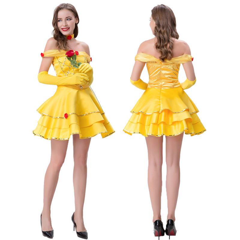 Halloween 2022 Adult Belle Princess Costume - Beauty and the Beast Cosplay L