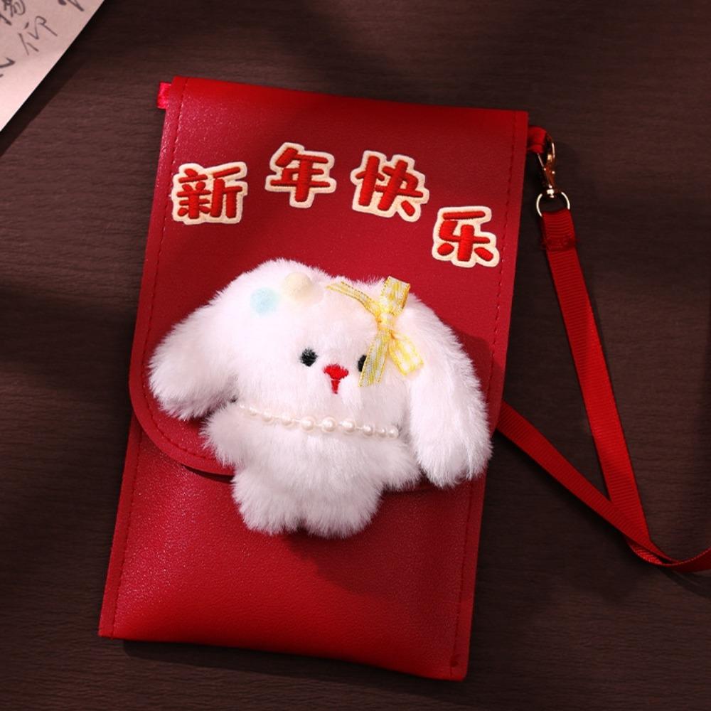 Cartoon New Year Red Envelope 3D Money Bag Practical PU Crossbody Bag Birthday Celebration