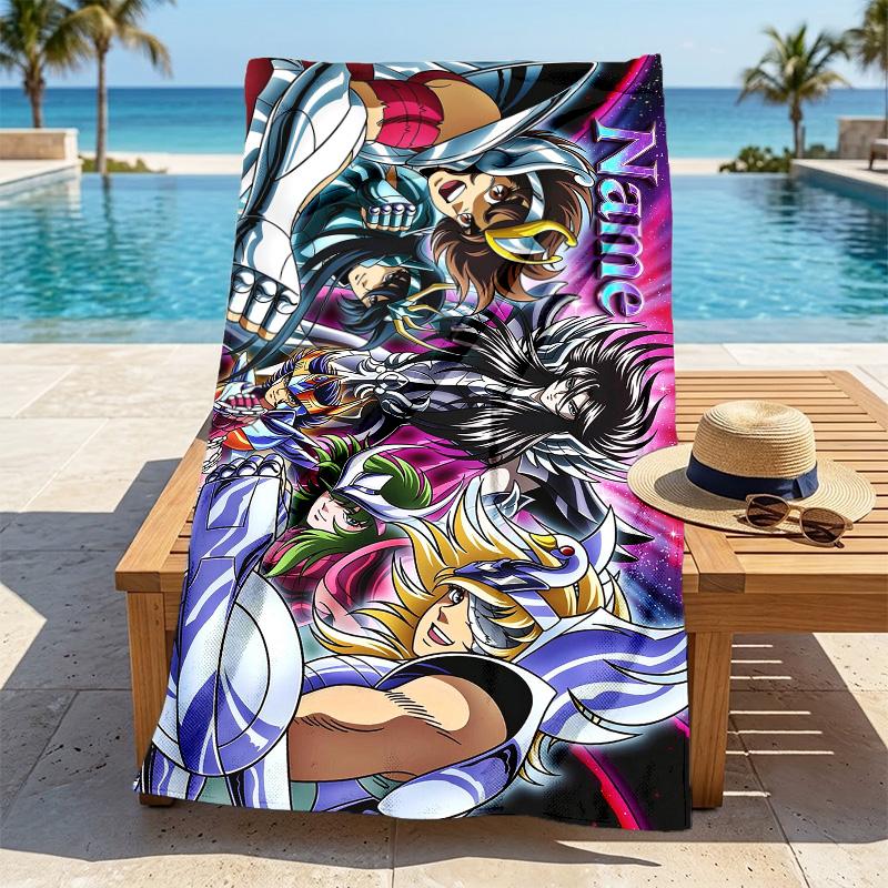 Custom Name Saint Seiya Stylish printed beach towel,a quick-drying, absorbent mat suitable for the beach, pool, gym, and travel fans gift